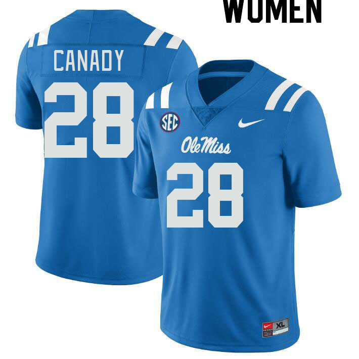 Women #28 Jadon Canady Ole Miss Rebels College Football Jerseyes Stitched Sale-Powder Blue